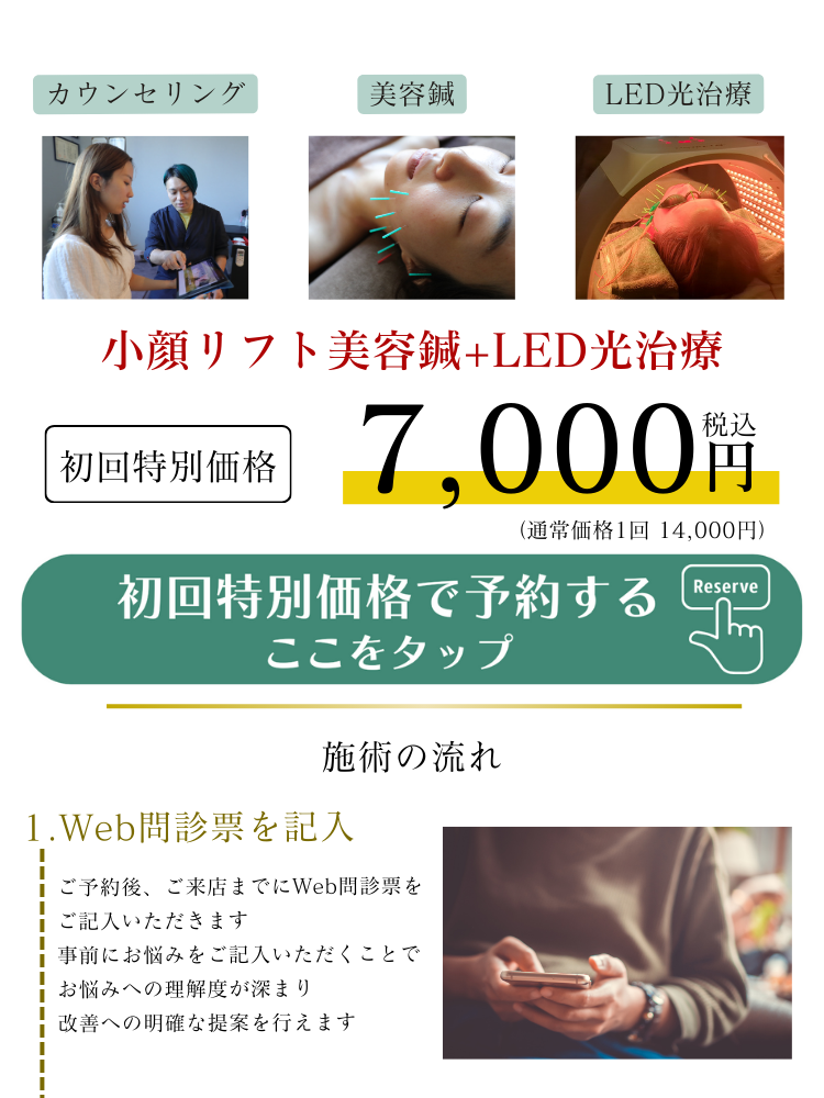 鍼灸サロンやなけん亀戸店のたるみ、ほうれい線、エラ張りを改善する美容鍼